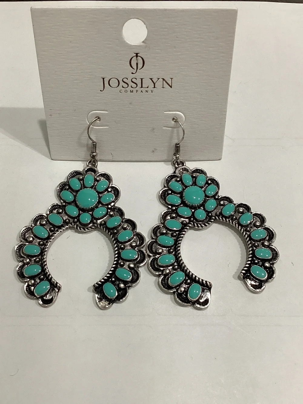 Teal Stone Statement Drop Earrings